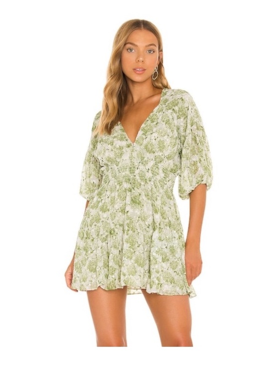 Misa Los Angeles Dresses & Skirts - Misa Los Angeles Light Green Floral V-Neck Mini Dress